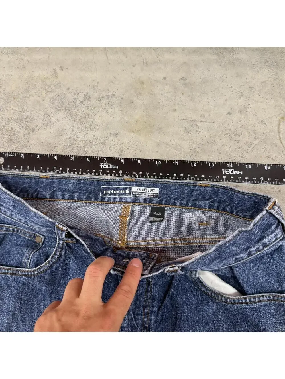 vintage carhartt blue relaxed baggy fit jeans size 34 x 34